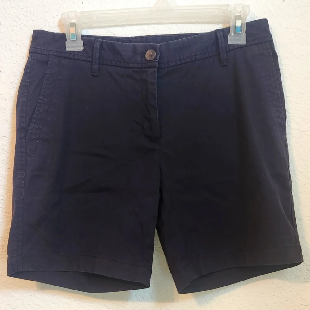 Talbots Relaxed Chino‎ Short Navy Cotton Blend Stretch with 7